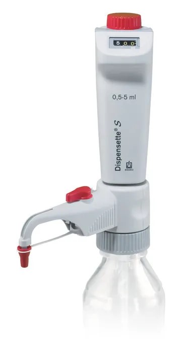 Dosificadores acoplables a frascos Dispensette® S, digital, DE-M. Easy Calibration cert., 0, 5-5ml, con val. depurga Safety Prime. Compra por múltiplo de 1/Precio x un.- Reemplazo de art 4700331. Brand.